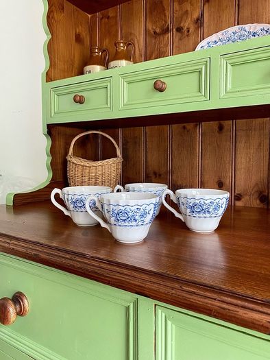 Vintage Myott Melody Fine Ironstone Set of Four Teacups