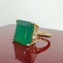 Gold plated Verde Onyx & White Zircon Ring 14K Gold Plated Image 10