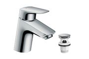 hansgrohe Logis Single Lever Basin Mixer 70 For Vented Hot Water Cylinders with Push-Open Waste - 71074000
