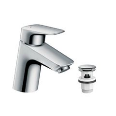 hansgrohe Logis Single Lever Basin Mixer 70 For Vented Hot Water Cylinders with Push-Open Waste - 71074000