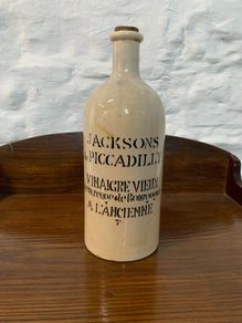 Vintage French Vinegar Stoneware Bornier Bottle.