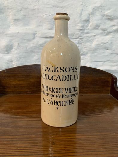 Vintage French Vinegar Stoneware Bornier Bottle.