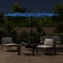 Double-Head Garden Parasol with LEDs Azure Blue 316x145 cm Image 3