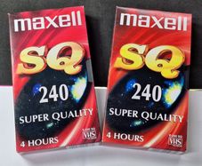 Lot of 2 Maxell SQ 240 Super Quality Blank VHS Video Cassettes - 4 Hours E-240 PALSECAM