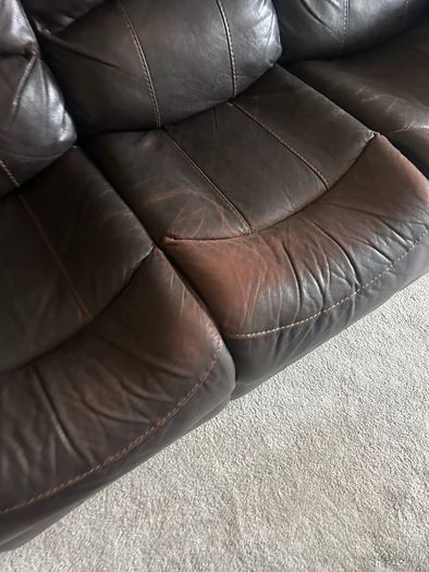 3 seater dark brown leather couch