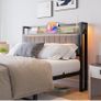 3ft Upholstered Bed Frame with Charging Station/USB Ports and LED Lights Image 3