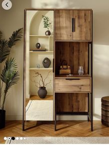 Dark Natural Bronx Mirrored Wardrobe with Dressing Table