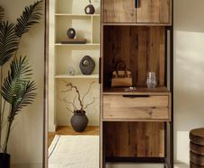 Dark Natural Bronx Mirrored Wardrobe with Dressing Table