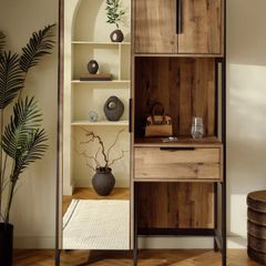 Dark Natural Bronx Mirrored Wardrobe with Dressing Table