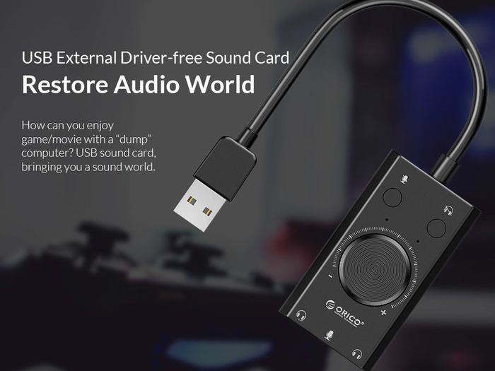 ORICO Multifunction USB External Digital Stereo Sound Card (3 AUX+Full Sound Control) (For PC/Laptop/PS/Mobile/Tablet) (Brand New/Warranty)