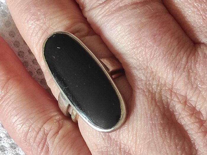 Sterling silver onyx stone ring