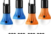 Camping Lights, Battery Powered Tent Lights, Warm and Cool White Modes, Camping Accessories, Hanging Camping Lantern, Suit for Hiking, Fishing, Power Cuts, Pack of 4
