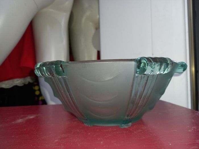 Czech Glass Vintage Fruit Bowl Green