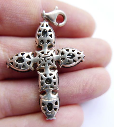 THOMAS SABO Sterling Silver Black Onyx Cross Charm Pendant