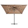Cantilever Umbrella with LED lights and Steel Pole 250x250 cm Taupe Image 3
