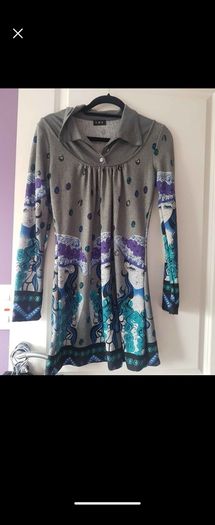 print dress-tunic fits size 8-10 , 10 medium