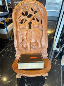African hand-carved wooden savanna chair