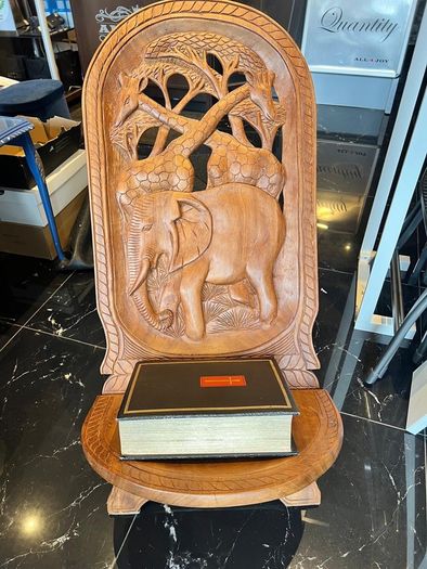 African hand-carved wooden savanna chair
