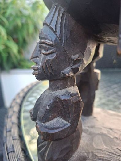 Stunning Vintage African Tribal Hand-carved Hardwood Ebony Divination Bowl
