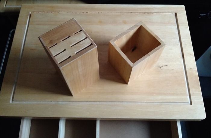 Solid Wood Butcher Block Kitchen Cabinet on casters