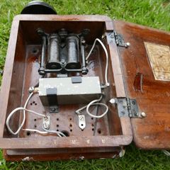 Antiques  Oak Telephone Box, Bell Set