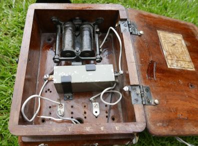 Antiques  Oak Telephone Box, Bell Set