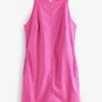 UK22 Bright Pink Mini Sleeveless Racer Stretch Linen Blend Dress Image 6