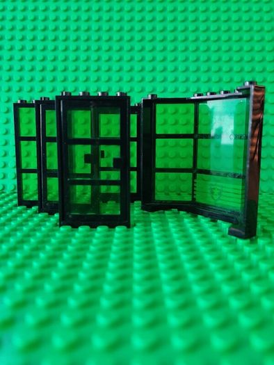 Used Lego LEGO Black Police Station City Panels with Translucent Green Glass