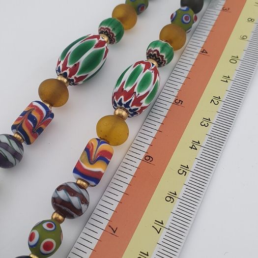 Vintage Venetian African Style Mix Glass Beads Necklace