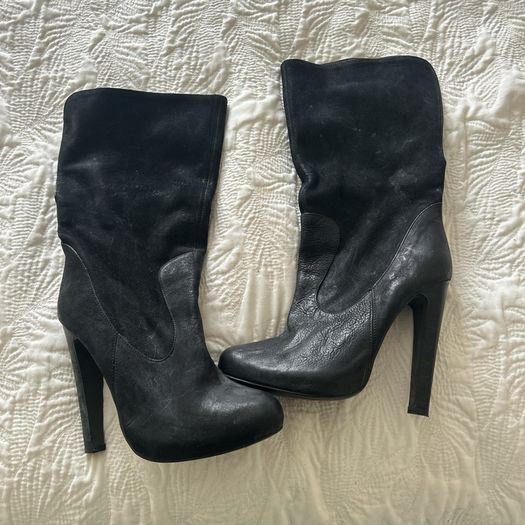 Allsaints Black Calf High Boots EU 40