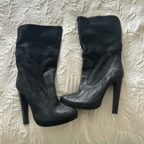 Allsaints Black Calf High Boots EU 40