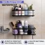 Shower Caddy Basket Shelf Pack of 2 - Adhesive Drill-Free Home Kitchen or Bathroom Organiser - Black Shower Storage Shelves - Bath Tray w/ Hooks for Accessories Image 2