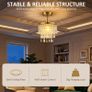 Gold Crystal Ceiling Light with 57 Crystal Strands, Ceiling Light with Mounting Plate for Hallway, Image 4
