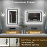 Black Bathroom Mirror with Led Lights 50x70cm, Antifog Wall Vanity Mirror Black Frame Image 3