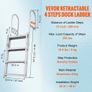 Dock Ladder, Retractable 4 Steps, 350 lbs Load Capacity, Aluminum Alloy Pontoon Boat Ladder with 55.1''-67.1'' Adjustable Height, 4'' Wide Image 2