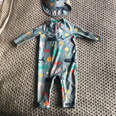 M&S baby swimsuit with hat 12-18 months