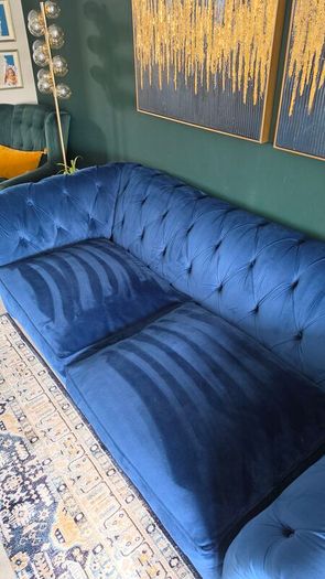 Gosford Large Navy Button Sofa