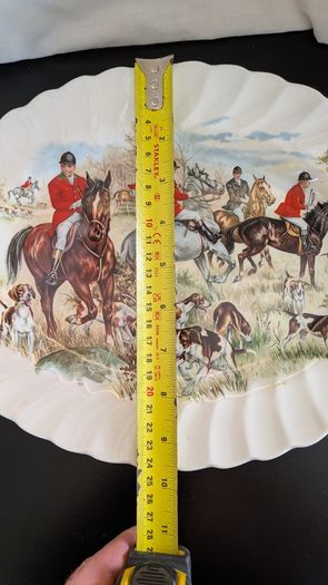 F Gray & Sons Fox Hunting 31cm Oval Platters Horse & Hound Vintage