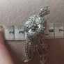 Vintage Silver Tone Metal Floral Marcasite Brooch Image 5