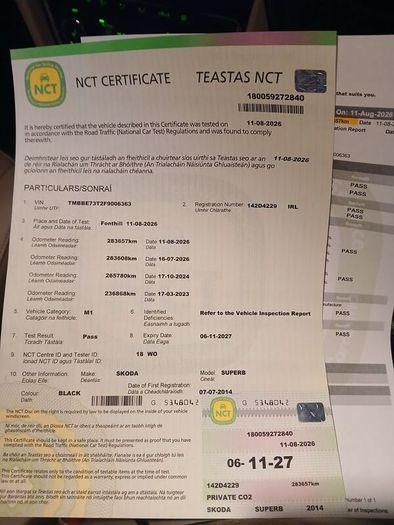2014 Skoda Superb NCT NOV 27