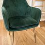 MOF Dining chair Armchair with Armrest & Backrest Upholstered seat with Metal legs T05 | Green Image 2