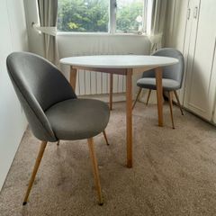 IKEA VEDBO dining table and chairs for two. White/birch/Gunnared medium grey