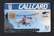 1994 Ireland 50 Unit 30th Anniversary of the Aloutte 3 helicopter that was used by the Irish Air Corp Callcard (Gemplus GEM1) Call Card Used. Telecom Eireann card number 1063