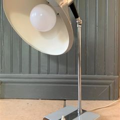 1960's Designed, Chrome & Teak Adjustable Desk Lamp