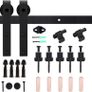 Sliding Barn Door Kit 8FT/240CM Black Heavy Duty Barn Door Sliding Hardware Track Kit for Single Wood Door 120CM Wide Image 7