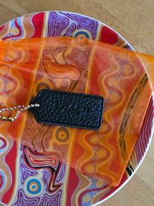 Coach Small Black Leather Bag Tag / Authentic / BRAND NEW