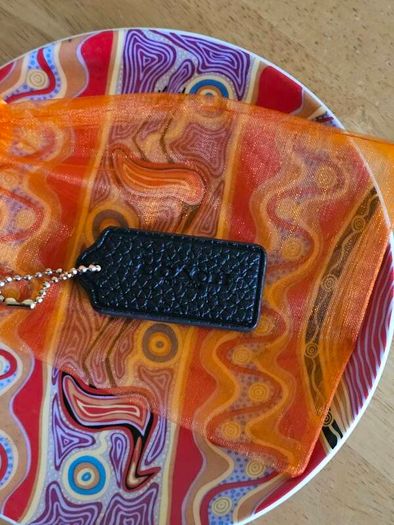 Coach Small Black Leather Bag Tag / Authentic / BRAND NEW
