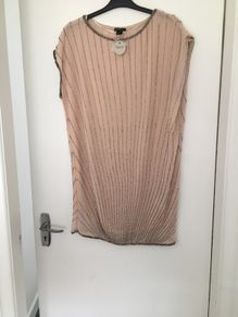 Suite Blanco Handmade Beaded Nude Dress L