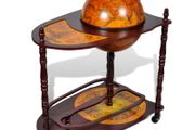 Globe Bar Wine Stand Eucalyptus Wood Freestanding