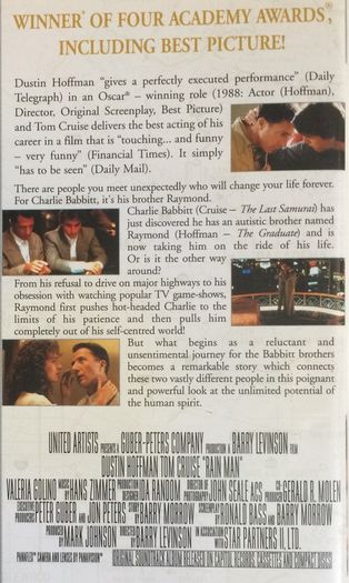 Rain Man [1988] Tom Cruise & Dustin Hoffman [Movie DVD] Academy Award Winner